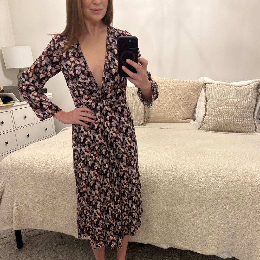 Vince Floral Long Sleeve Dress - size 00